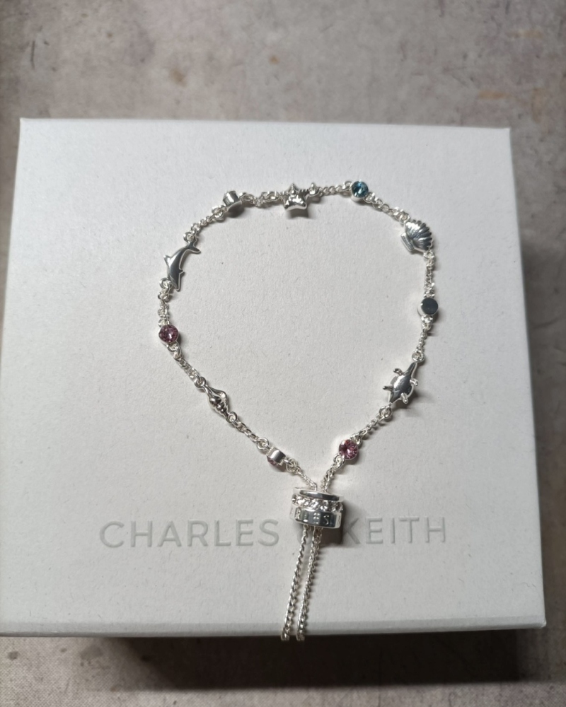 預購｜CHARLES & KEITH 閃亮水晶手鍊 銀色
