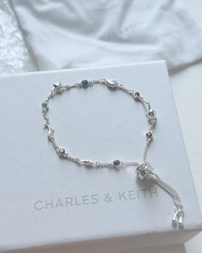 預購｜CHARLES & KEITH 閃亮水晶手鍊 銀色