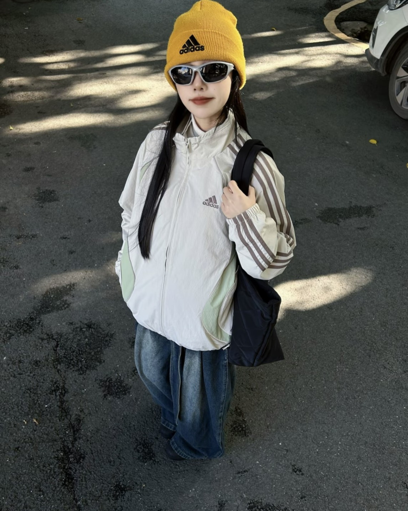 預購｜ADIDAS SS25 TEAMGEIST 夜光線條 立領外套 杏色