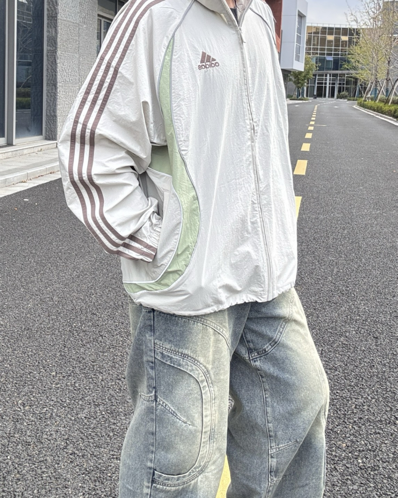 預購｜ADIDAS SS25 TEAMGEIST 夜光線條 立領外套 杏色